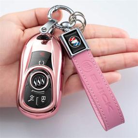 img 3 attached to 🔑 Longzheyu Luxury TPU Key Fob Case Cover for Buick Verano Regal Lacross Encore Envision Enclave GL8 2015-2018 - Pink, with Keychain