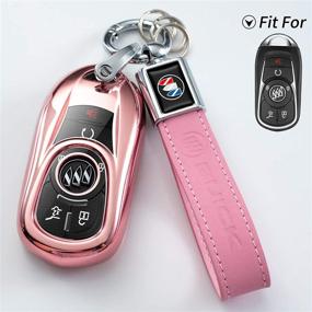 img 2 attached to 🔑 Longzheyu Luxury TPU Key Fob Case Cover for Buick Verano Regal Lacross Encore Envision Enclave GL8 2015-2018 - Pink, with Keychain