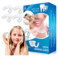 👶 pack of 4 kids mouth guards for teeth grinding, night sleep teeth guards, relieves tmj & teeth clenching, bruxism prevention, includes whitening tray, sport athletic mouth guard (kid size only) logo