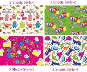 img 2 attached to 🎁 U'COVER Birthday Gift Wrapping Paper Sets - Happy Birthday Greetings Theme, 4 Styles Mix - Gift Wrap Papers for Gift Boxes, Decor for Girls Boys Kids, Baby Shower, Women - 10 Folded Sheets (20 * 29inch)