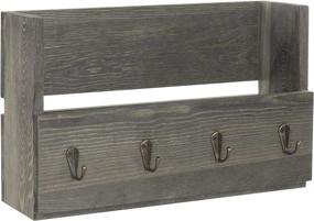 img 1 attached to 📬 Rustic Gray Wood Wall Mounted Mail Holder Organizer with 4 Key Hooks by MyGift