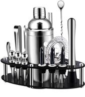 🍸 premium 19-piece ss304 stainless steel bartender kit with oval rotating display stand - x-cosrack bar set for home, bar, party logo