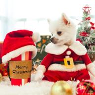 🎅 santa dog costume for small dogs and cats – funny christmas clothes with 2 stitched arms for dress up logo