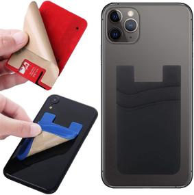 img 3 attached to 📱 Silicone Smartphone Card Holder Wallet - Convenient Stick-on ID Business Credit Card Pocket for Phones