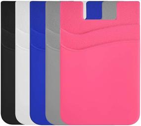 img 4 attached to 📱 Silicone Smartphone Card Holder Wallet - Convenient Stick-on ID Business Credit Card Pocket for Phones