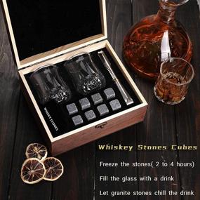 img 2 attached to 🎁 Baban Whiskey Gift Set: Perfect Stocking Stuffers for Men & Women - 2 Glasses, 8 Stones in Personalized Wooden Box for Christmas, Birthday, New Year