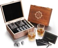 🎁 baban whiskey gift set: perfect stocking stuffers for men & women - 2 glasses, 8 stones in personalized wooden box for christmas, birthday, new year logo