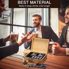 img 1 attached to 🎁 Baban Whiskey Gift Set: Perfect Stocking Stuffers for Men & Women - 2 Glasses, 8 Stones in Personalized Wooden Box for Christmas, Birthday, New Year