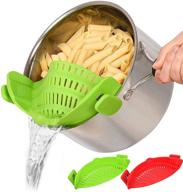 🍝 snap strainer: 2-pack silicone food strainers - heat resistant clip-on strain strainer - rice colander kitchen gadgets - hands-free drainer for pasta, spaghetti, ground beef - universal fit for pots and bowls logo