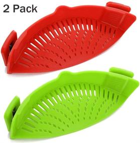 img 3 attached to 🍝 Snap Strainer: 2-Pack Silicone Food Strainers - Heat Resistant Clip-On Strain Strainer - Rice Colander Kitchen Gadgets - Hands-Free Drainer for Pasta, Spaghetti, Ground Beef - Universal Fit for Pots and Bowls