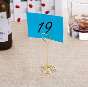 img 1 attached to 💛 Bememo Gold Heart Photo Holder Stands - Table Number Holders, Place Card & Paper Menu Clips for Weddings (12 Pack)