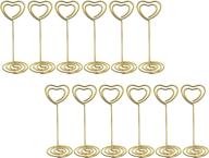 💛 bememo gold heart photo holder stands - table number holders, place card & paper menu clips for weddings (12 pack) logo