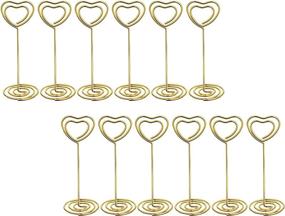 img 4 attached to 💛 Bememo Gold Heart Photo Holder Stands - Table Number Holders, Place Card & Paper Menu Clips for Weddings (12 Pack)