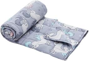 img 4 attached to 🦄 TEMPCORE 7lbs Weighted Blanket for Kids - Soft Cotton Cover, Grey Unicorn Design, Heavy Blanket with Glass Beads - Toddler and Kids 7 lbs Weighted Blanket - Breathable and Comfortable