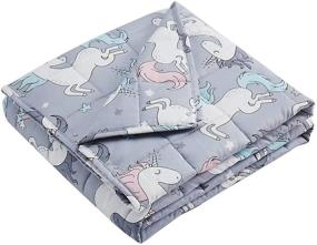 img 3 attached to 🦄 TEMPCORE 7lbs Weighted Blanket for Kids - Soft Cotton Cover, Grey Unicorn Design, Heavy Blanket with Glass Beads - Toddler and Kids 7 lbs Weighted Blanket - Breathable and Comfortable