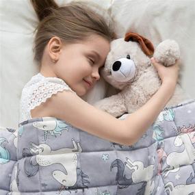 img 2 attached to 🦄 TEMPCORE 7lbs Weighted Blanket for Kids - Soft Cotton Cover, Grey Unicorn Design, Heavy Blanket with Glass Beads - Toddler and Kids 7 lbs Weighted Blanket - Breathable and Comfortable