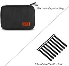 img 3 attached to 💦 Waterproof Electronic Cable Organizer Bag: Portable Travel Case for Cables, Chargers, Phones, USB, SD Cards | Includes 8 Cable Ties (Black)