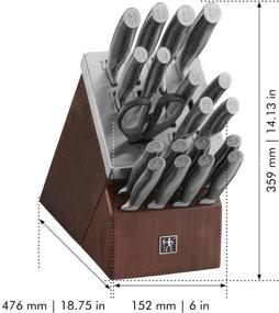 img 2 attached to 🔪 Сет ножей HENCKELS Graphite 20-шт., самозатачивающихся: поварской, овощной, универсальный, для хлеба, стейк ножи с подставкой - лезвия из нержавеющей стали в коричневом цвете.