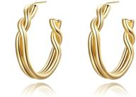 stylish twisted hoop earrings: 18k gold plated, hypoallergenic, lightweight for women & girls logo