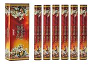 🍊 orange blossom - set of 6 hex tube boxes, 20 sticks each - hand rolled hem incense from india логотип