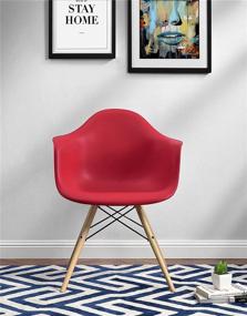 img 3 attached to 🪑 DHP Mid Century Modern Red Chairs with Wooden Legs