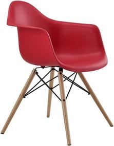 img 4 attached to 🪑 DHP Mid Century Modern Red Chairs with Wooden Legs