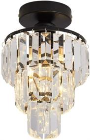 img 4 attached to YYJLX Crystal Chandelier 1-Light Flush Mount Ceiling Light: Chic and Contemporary Lighting for Every Space