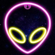 👽 neon alien wall decor: cisteen led neon light art for kids' bedroom, nursery room, party, christmas - usb/battery powered in pink & yellow logo