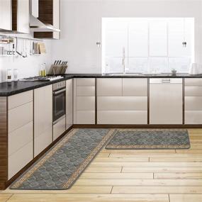 img 4 attached to 🏡 Премиальные коврики для кухни Aphyxen: 2 шт. Антискользящие, впитывающие воду, стиральные коврики для пола - мягкие, стильные и многофункциональные - отлично подходят для дома, офиса, раковины, прачечной - 20"x32"+20"x47" (серые)