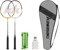 🏸 kawasaki 2 player badminton racquets set - double rackets with aluminum shaft - includes 1 carrying bag logo