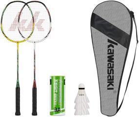 img 4 attached to 🏸 Kawasaki 2 Player Badminton Racquets Set - Double Rackets with Aluminum Shaft - Includes 1 Carrying Bag