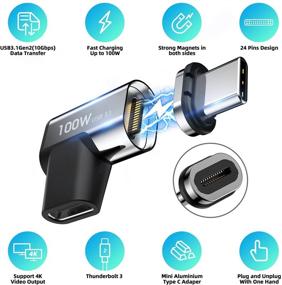 img 3 attached to FONKEN USB C Магнитный адаптер - Thunderbolt 3, 100 W PD, 10 Гбит / с данных, 4K@60Hz Видео - 2 штуки