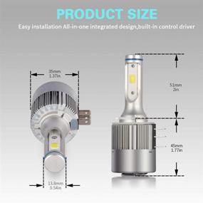 img 1 attached to 💡 72W 8000LM H15 Светодиодная лампа для фар с COB-чипом, Беспроводная автомобильная фара для дальнего света и дневного хода - 12B, 6000k