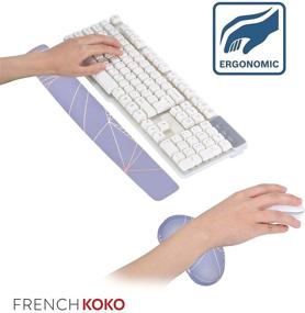 img 3 attached to French Koko Keyboard And Mouse Wrist Rest Support Superior Arm Wrist Pad Comfort Gel Memory Foam Desk Home Office School Computer Laptop Mac Pc Cute Comfortable Ergonomic (Cutesy Glam)