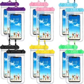 img 4 attached to 📱 12-Pack Universal Waterproof Phone Pouches - Underwater Cases - Clear Cellphone Dry Bags with Lanyard - Ideal for Outdoor Activities, Beach, Swimming, and Snorkeling - Fits Smartphones up to 6.9 Inch - Multi-Color