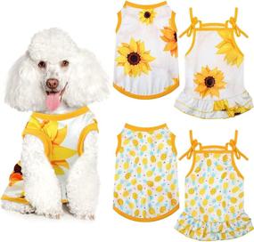 img 4 attached to Pet Clothing Set: 2 Adorable Fruit Dog Dresses + 2 Breathable Pet T-Shirts - Perfect Puppy Clothes for Your Beloved Pet