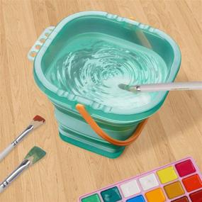 img 1 attached to 🎨 Foldable Collapsible Paint Brush Washer Cleaner: 0.8 Gal Turquoise Basin