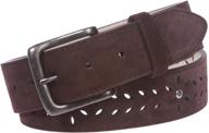 👩 stylish women's 1 1/2" snap on suede perforated studded leather belt - 38mm width logo