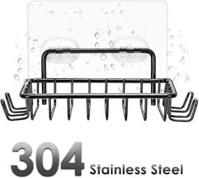 img 2 attached to Stainless Steel Black Adhesive Soap Dish Holder with 4 Hooks for Shower and Bathroom - Nieifi