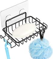 stainless steel black adhesive soap dish holder with 4 hooks for shower and bathroom - nieifi logo