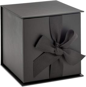 img 4 attached to 🎁 Small Gift Box with Lid - Hallmark Black Ribbon and Paper Fill