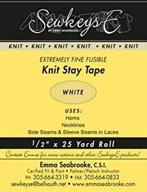 🧵 white - 1/2-inch fusible knit stay tape - 0.5 x 25 yards sewkeyse extremely fine knit interfacing - sold by the 25 yard roll (kst-01) m494.09 logo