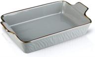 koov deep individual lasagna pan, rectangular 9x13 ceramic 🍽️ baking dish, oven roasting casserole bakeware for tapas, texture series (gray) logo