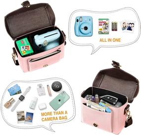 img 1 attached to FINPAC Protective Case Leather Crossbody Handbag For Fujifilm Instax Mini 11/ 9/ 8 / 8/ 90/ 70/ 40/ 26 / 25/ 7S/Mini LiPlay/Square SQ1/ SQ6 Polaroid PIC-300 Instant Camera With Film Pack Pocket (Pink)