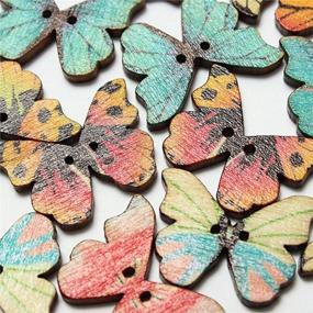 img 2 attached to Vibrant Collection: 100 Pcs Colorful 2 Holes Mixed Butterfly Wooden Button - Perfect for Sewing, Scrapbooking, DIY Crafts, Clothing Accessories (1 Inch)