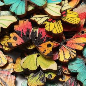 img 1 attached to Vibrant Collection: 100 Pcs Colorful 2 Holes Mixed Butterfly Wooden Button - Perfect for Sewing, Scrapbooking, DIY Crafts, Clothing Accessories (1 Inch)