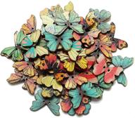 vibrant collection: 100 pcs colorful 2 holes mixed butterfly wooden button - perfect for sewing, scrapbooking, diy crafts, clothing accessories (1 inch) logo