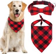 🐾 stylish & festive dog bandana collar set: malier christmas plaid pattern scarf for cats, dogs & pets логотип