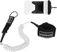 🏄 premium coiled woowave sup leash for stay on board surfing and stand up paddle boarding - waterproof wallet/phone case included - 8/10 feet logo