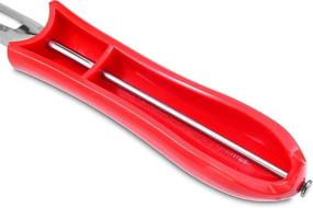 img 1 attached to 🔪 Seki Japan Long Vegetable Peeler - Stainless Steel Blade, Red Plastic Handle with Safety Cover